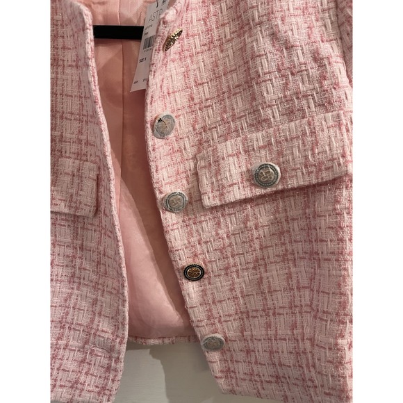 NWT ASTR The Label Cropped Tweed Jacket Pink Sz Small $110 New Preppy - Picture 4 of 7